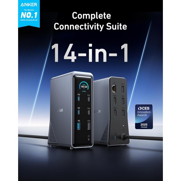 ANKER Docking Station 14 Ports with 160W Max Output, 10Gbps - Docking - Port Replicator