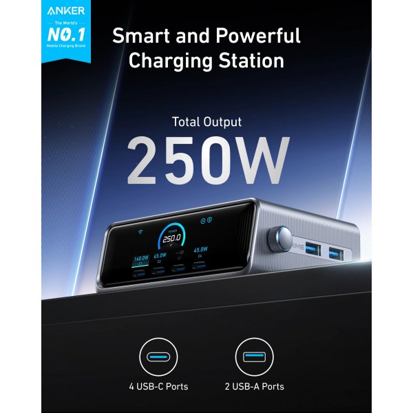 ANKER Desktop Charger Prime 250W 6 Ports with Display - ANKER