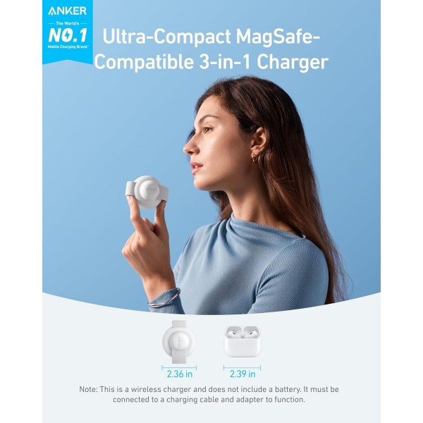 ANKER MagGo UFO 3-in-1 Charger 15W Foldable White - ANKER