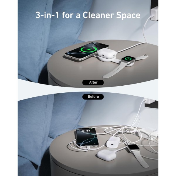 ANKER MagGo UFO 3-in-1 Charger 15W Foldable White | Αξεσουάρ Κινητών ANKER MagGo UFO 3-in-1 Charger 15W Foldable White | Αξεσουάρ Κινητών | Αξεσουάρ Κινητών |