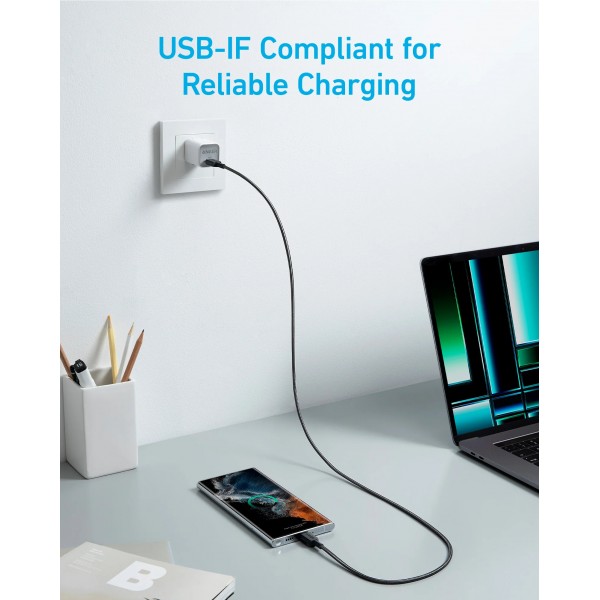 ANKER 322 USB-C to USB-C Cable 480MBps, 60W, 0.9m Black | sup-ob | XML |