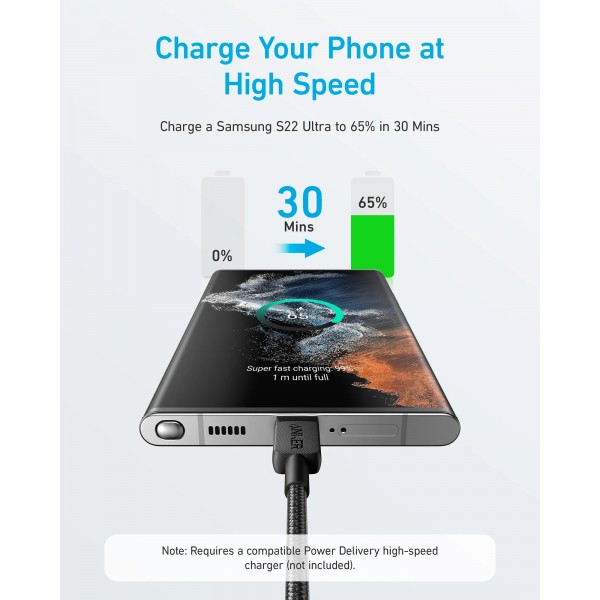 ANKER 322 USB-C to USB-C Cable 480MBps, 60W, 1.8m Black - Σύγκριση Προϊόντων