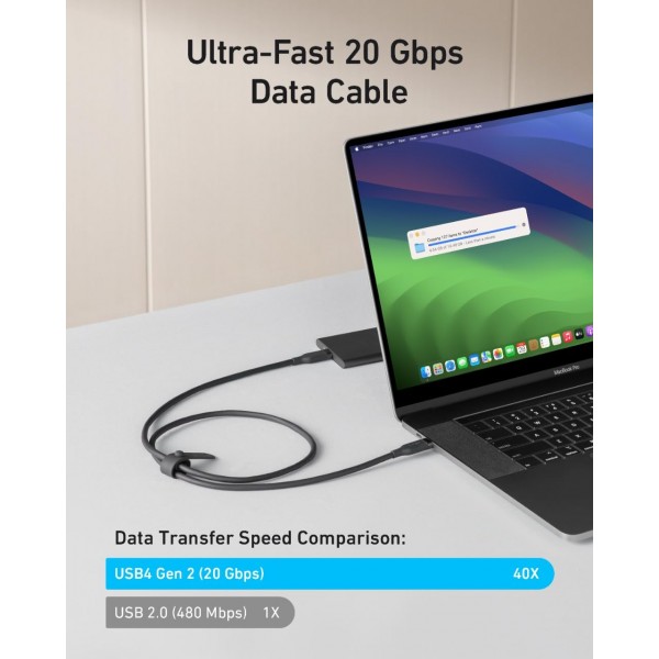 ANKER USB-C to USB-C USB4 Cable 20Gbps, 240W, 0.9m Black | USB ANKER USB-C to USB-C USB4 Cable 20Gbps, 240W, 0.9m Black | USB | Καλώδια - Αντάπτορες |