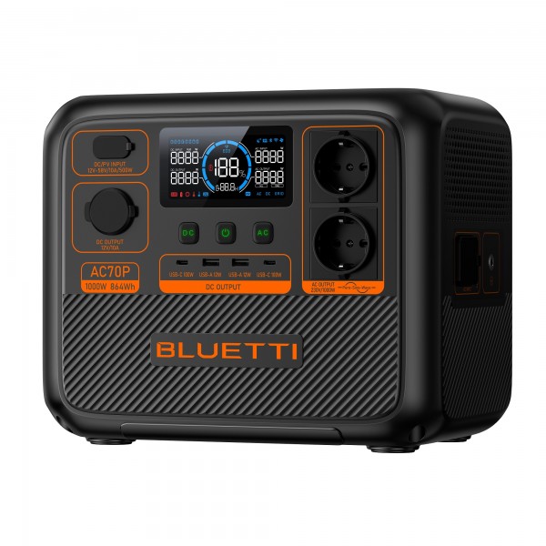 BLUETTI Premium AC70P Portable Power Station, 1000W AC Outlet 864Wh - Φορητοί Σταθμοί Ενέργειας