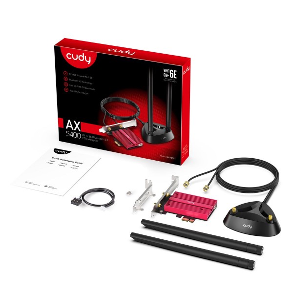 CUDY PCI-E Adapter WE4000 AX5400 Wi-Fi 6E Bluetooth 5.3 | USB Κάρτες δικτύου | Αντάπτορες δικτύου |