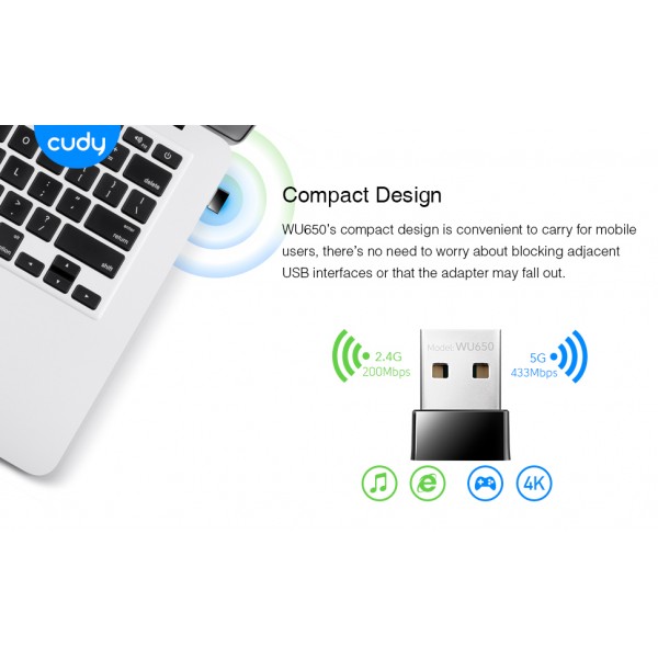 CUDY Wi-Fi USB Adapter WU650  AC650 | USB Κάρτες δικτύου | Αντάπτορες δικτύου |