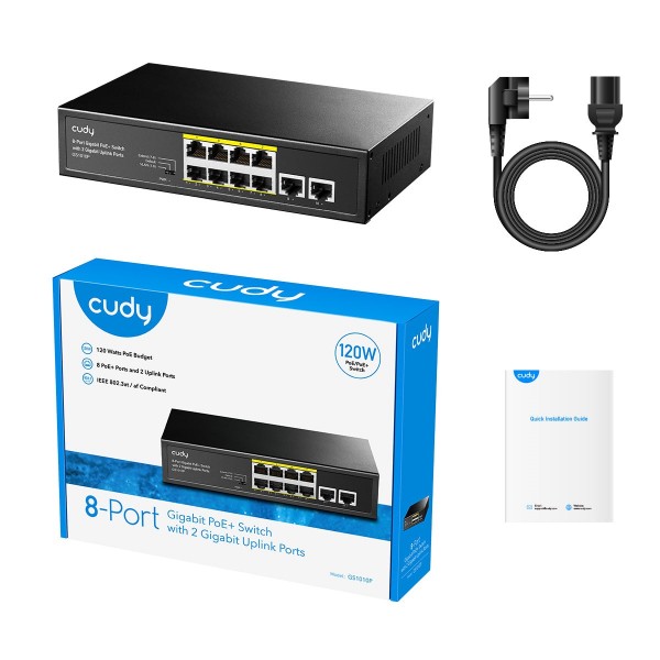 CUDY Switch GS1010P 8-Port Gigabit PoE+ with 2 Gigabit Uplink Ports | Hubs, Switches | Servers - Δικτυακά |