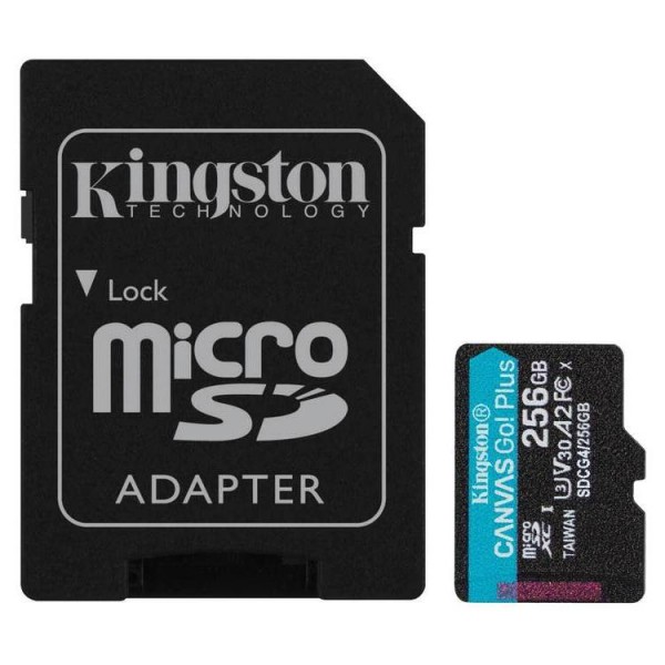 KINGSTON Memory Card SDCG4/256GB Canvas Go PLUS Class 10, UHS-I, U3, V30, A2 - KINGSTON