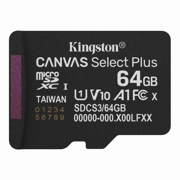 KINGSTON Memory Card MicroSD Canvas Select Plus SDCS3/64GBSP, Class 10 - KINGSTON