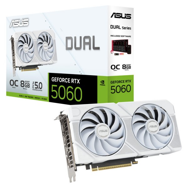 ASUS VGA DUAL-RTX5060-O8G-WHITE, 8GB, GDDR7 - Asus