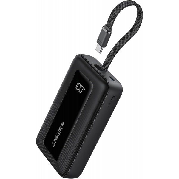 Anker Powerbank Essential 10K mAh, 30W max power, Built-In USB-C Cable, Black - Σύγκριση Προϊόντων