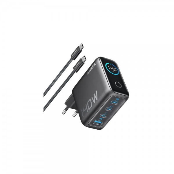 Anker Wall Charger 140W, 3xUSB-C, 1xUSB-A, Smart Display with touch control, Grey - Σύγκριση Προϊόντων