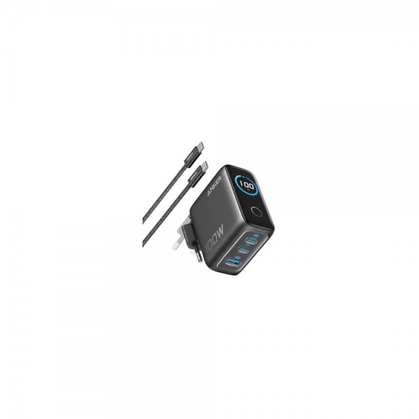 Anker Wall Charger 100W, 2xUSB-C, 1xUSB-A, Smart Display, Foldable Plug, Grey - Σύγκριση Προϊόντων