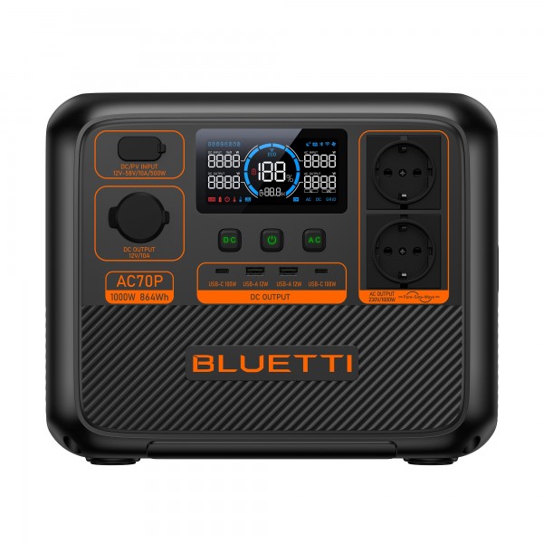 BLUETTI Premium AC70P Portable Power Station, 1000W AC Outlet 864Wh - Φορητοί Σταθμοί Ενέργειας