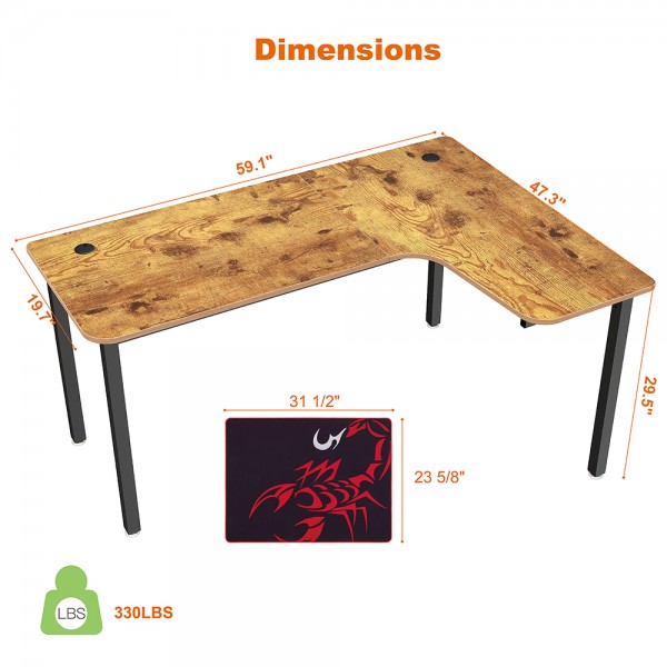 Γραφείο - Eureka Ergonomic® ERK-CD-L01R-60VP-V1 155.4x110x76.2εκ. - Gaming Chairs & Desks