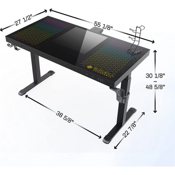 Gaming Γραφείο Eureka Ergonomic® ERKGDI55B 140x70x76,5cm