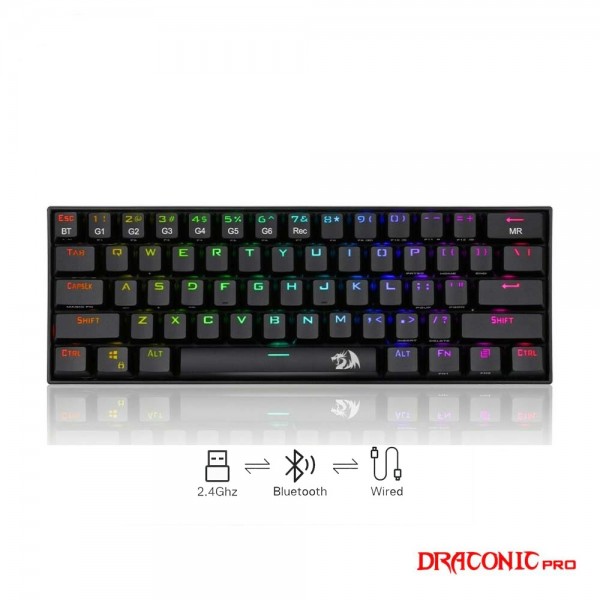 Gaming πληκτρολόγιο - Redragon K530 RGB Draconic Pro Black (Custom Brown) - REDRAGON