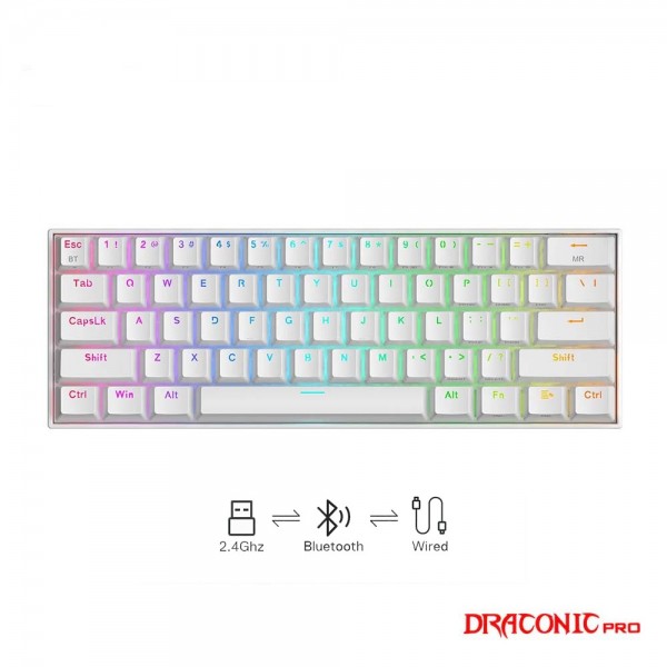 Gaming πληκτρολόγιο - Redragon K530W RGB Draconic Pro White (Custom Brown) - REDRAGON