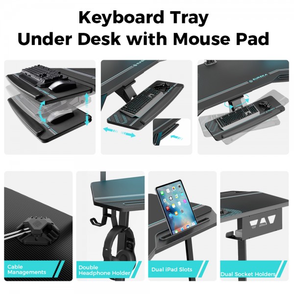 Gaming Γραφείο - Eureka Ergonomic® ERK-AED-E70B-V3 180x60x75εκ. - Σύγκριση Προϊόντων