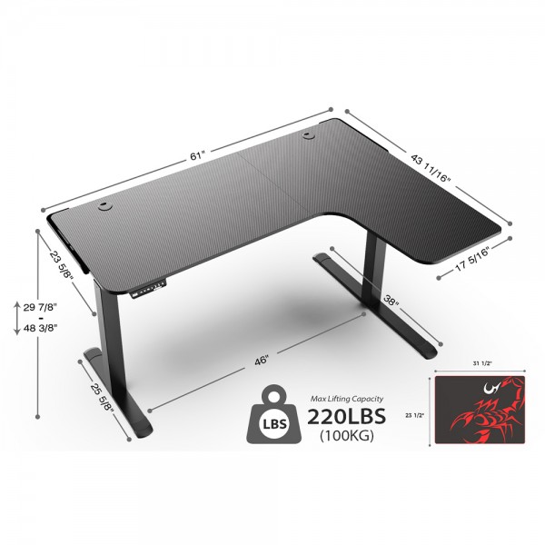 Gaming Γραφείο - Eureka Ergonomic® ERK-EGD-L60R-B-US