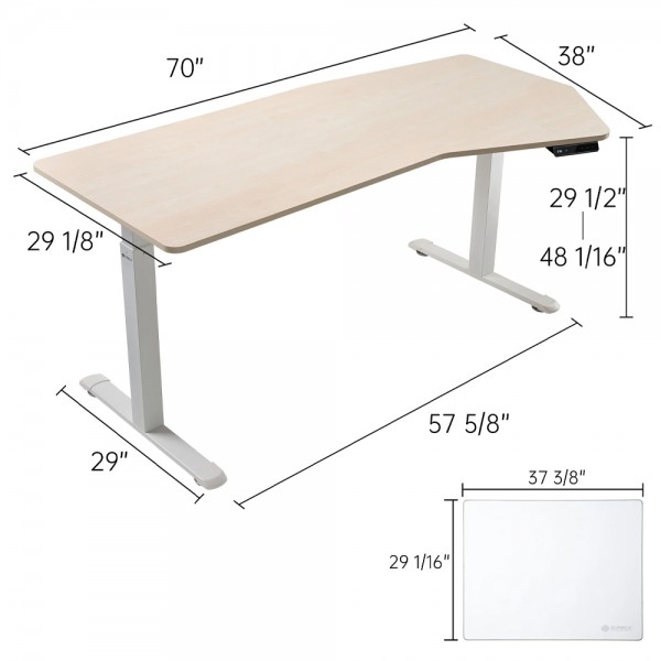 Γραφείο - Eureka Ergonomic® ERK-EDI-HTG-MW 177.8x96.52x75-122 εκ. - Gaming Chairs & Desks