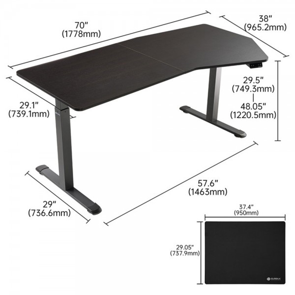 Γραφείο - Eureka Ergonomic® ERK-EDI-HTG-SW 177.8x96.52x75-122 εκ.