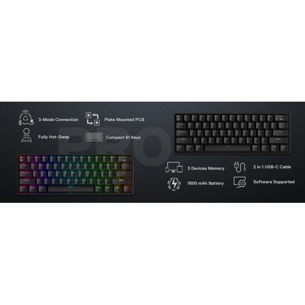 Gaming πληκτρολόγιο - Redragon K530 RGB Draconic Pro Black (Custom Brown) | Gaming Πληκτρολογία | Gaming Peripherals |