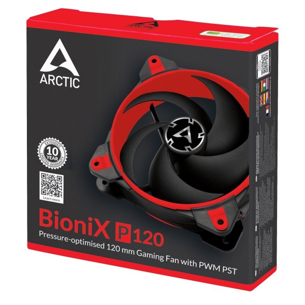 Arctic BIONIX P120 (RED) - Pressure-optimised 120 mm Gaming Fan with PWM PST