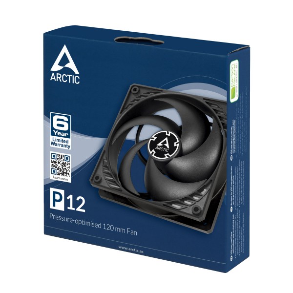 Arctic P12 (black/black) - Pressure-optimised 120 mm Fan Arctic P12 (black/black) - Pressure-optimised 120 mm Fan