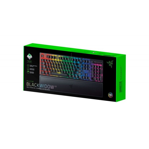 Razer BLACKWIDOW V3 - Mechanical Keyboard (Green Switch) - Wrist Rest - GR Layout