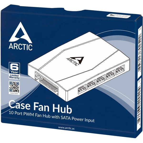 Arctic Case Fan Hub - PWM Sharing Hub for PC fans - 10 outputs - SATA Power
