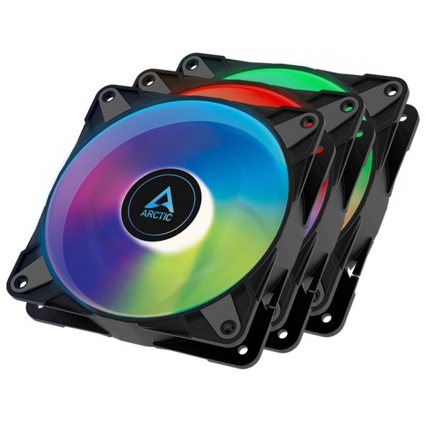 Arctic P12 PWM PST A-RGB - 3 Case Fans 0dB 120mm Pressure optimized PWM controlled speed with PST-A - Case Fan