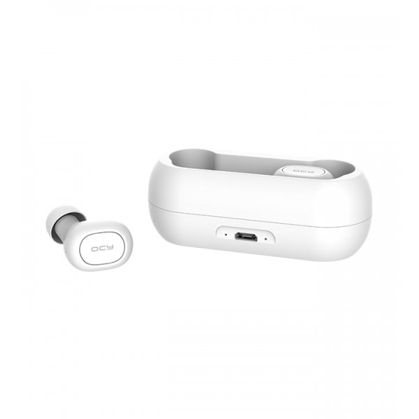 QCY T1C TWS WHITE True Wireless Earbuds 5.0 Bluetooth Headphones 80hrs - QCY
