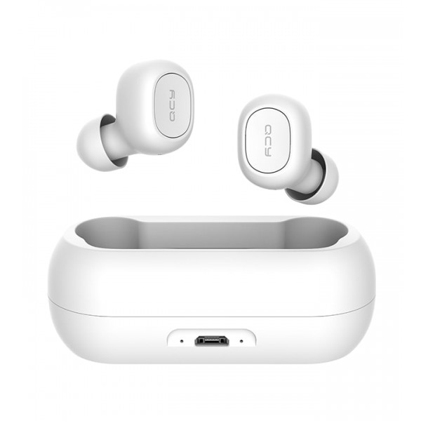 QCY T1C TWS WHITE True Wireless Earbuds 5.0 Bluetooth Headphones 80hrs - QCY