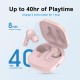QCY T13 TWS PINK Dual Driver 4-mic noise cancel. True Wireless Earbuds - Quick Charge 380mAh