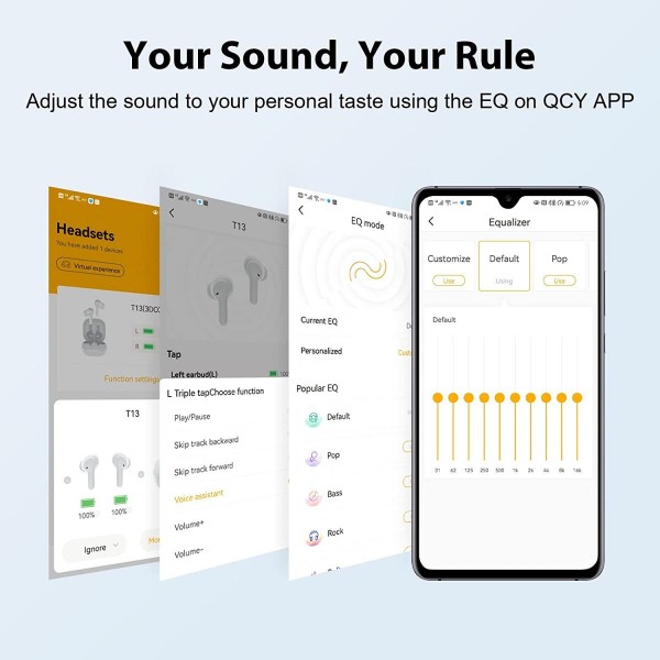 QCY T13 TWS PINK Dual Driver 4-mic noise cancel. True Wireless Earbuds - Quick Charge 380mAh