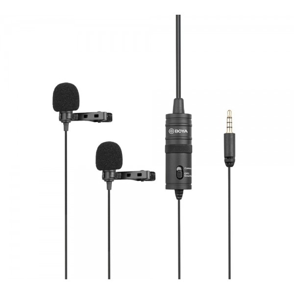 BOYA BY-M1DM wired mic Dual Lavalier Microphone - BOYA