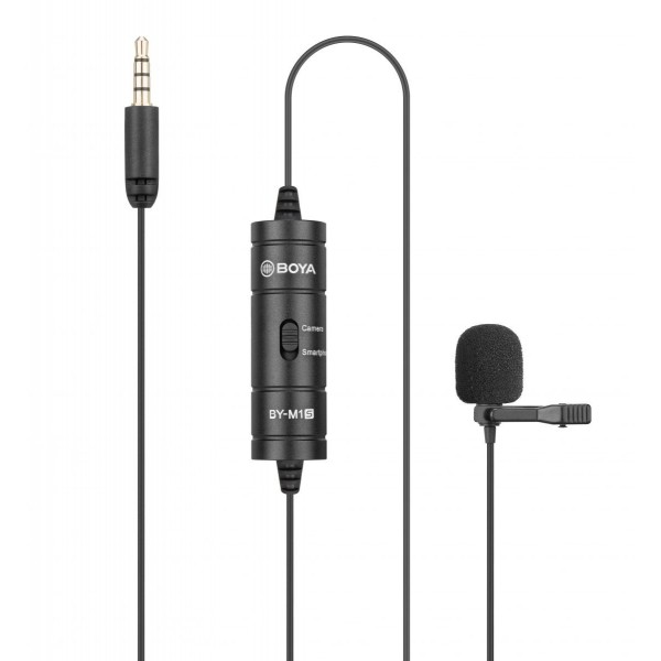 BOYA BY-M1S (M1 Smart) wired mic Universal Lavalier Microphone 3.5mm for phone, laptop, camera - BOYA