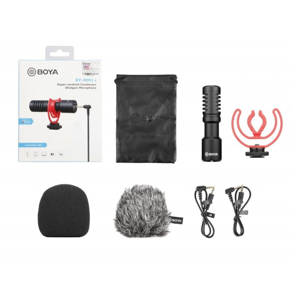 BOYA BY-MM1+ shotgun mic Universal Mini Shotgun Mic 3.5mm for camera, phone, laptop improved signal