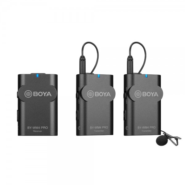BOYA BY-WM4 pro-K2 wireless mic 2.4G Wireless Mic System 1+2 (2 transmitters, two person vlog) - BOYA