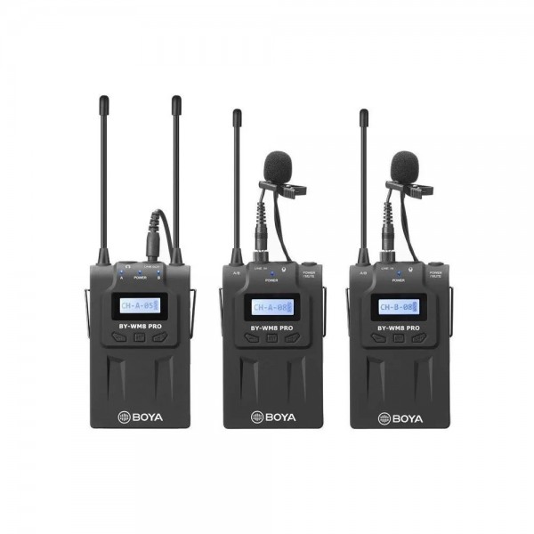 BOYA BY-WM8 pro-K2 wireless mic UHF Wireless mic 1+2 (2 transmitters, two person vlog) - BOYA