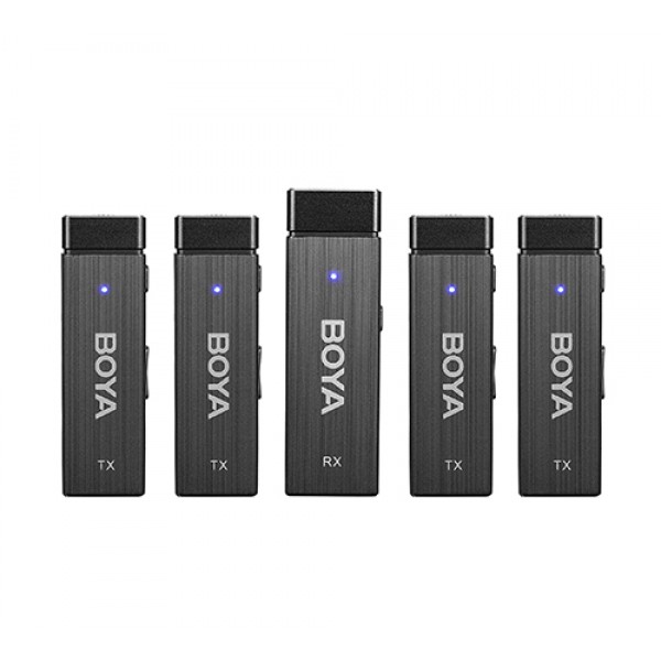 Boya BY-W4 Ultracompact 2.4GHz Four-Channel Wireless Microphone System (4 person vlog) - BOYA