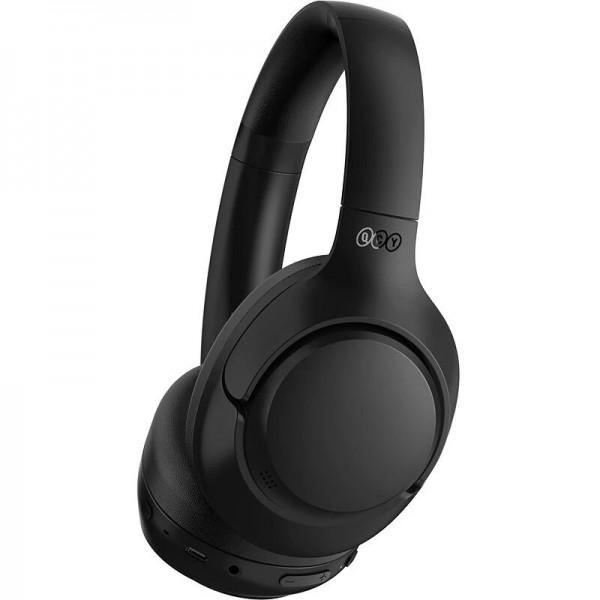 QCY H3 High-Res Headset Black w. Mic, Active Noise Canceling with 4 mode ANC 60h Multipoint - Headphones
