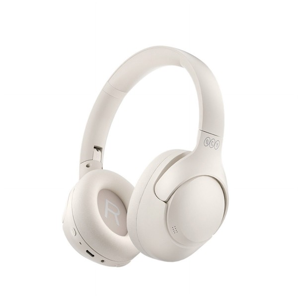 QCY H3 High-Res Headset White w. Mic, Active Noise Canceling with 4 mode ANC 60h Multipoint - Headphones