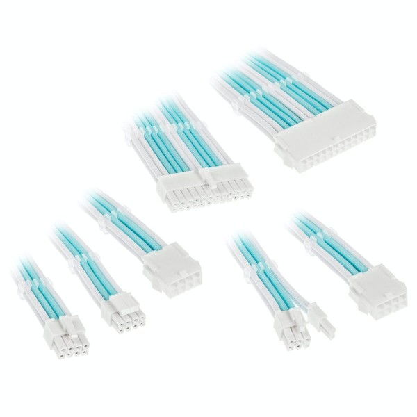 Kolink Core Adept Braided Cable Extension Kit – Brilliant White/Powder Blue - Pro GamersWare
