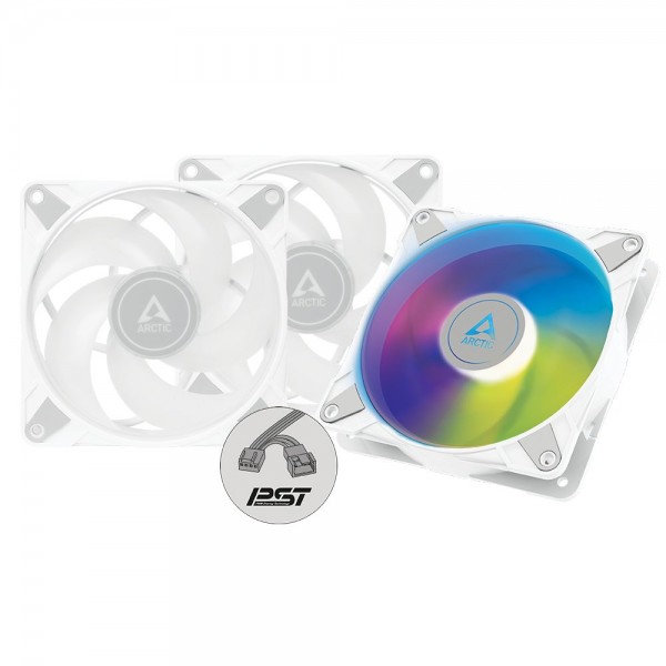 ARCTIC P12 PWM PST A-RGB White - Pack of 3pcs - 0dB – 120mm Pressure case fan PWM - Case Fan