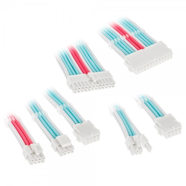 Kolink Core Adept Braided Cable Extension Kit – Brilliant White/Neon Blue/Pure Pink - Pro GamersWare