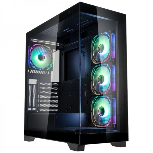 Kolink Unity Peak ARGB Midi Tower Showcase - Black ATX 400mm clearance with 4 ARGB Fans - Cases