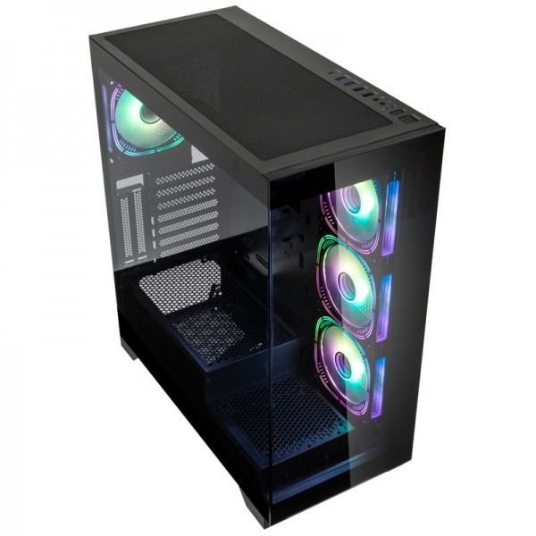 Kolink Unity Peak ARGB Midi Tower Showcase - Black ATX 400mm clearance with 4 ARGB Fans - Cases
