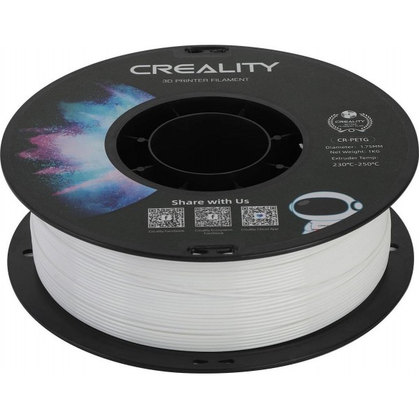 Creality CR-PETG White 3D Printer Filament, Hard Glossy, Tensile Str. 49MPA, 1 kg Spool1.75 - CREALITY